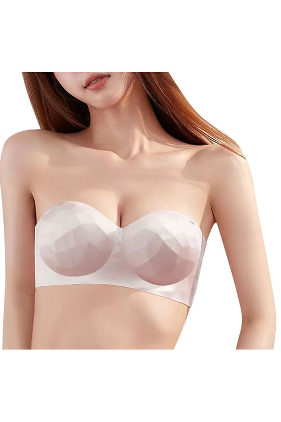 Bandeau for Women Unlined No Underwire Strapless Bras with Removable Shoulder Straps Fashion Supportive 3D Print Tops Pink XL