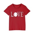 thumbnail image 1 of AHTJRT Baseball Shirts for Girls Boys Love Letters Printed Tee Shirt Crew Neck Short Sleeve Tops Athletic Workout Running Tee Tops Red 5 Years, 1 of 5