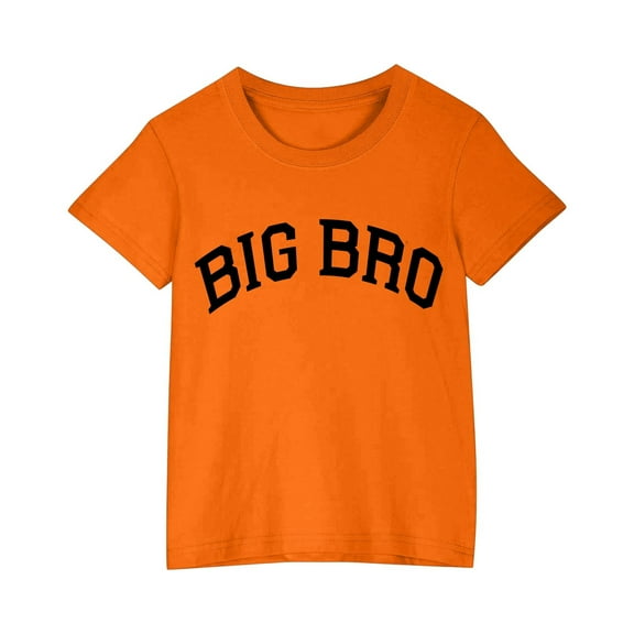 AHTJRT Big Brother Shirt for Boys Short Sleeve Crewneck Tees Funny Sibiling Anouncement T-Shirt Family Daily Lounge Streetwear Tops Orange 3 Years