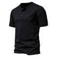 thumbnail image 1 of AHTJRT Big Tall Men's Casual Short Sleeve Henley Shirt Lightweight Relaxed Fit Stylish Button Placket Tees Black 2XL, 1 of 4