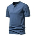 thumbnail image 1 of AHTJRT Big Tall Men's Casual Short Sleeve Henley Shirt Lightweight Relaxed Fit Stylish Button Placket Tees Blue 4XL, 1 of 3