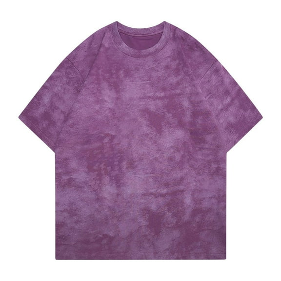 AHTJRT Big and Tall Mens Casual Summer Round Neck Short Sleeve Graphic Tie Dye Tee Tops Purple XL