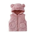 thumbnail image 1 of AHTJRT Boy's Girl's Sherpa Fleece Vest Bear Ears Shape Full Zip Hooded Winter Warm Lightweight Windproof Sleeveless Jacket Pink 1-2 Years, 1 of 5