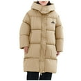 thumbnail image 1 of AHTJRT Boy's Long Winter Jacket Full Button Down Solid Color Outerwear with Pockets Thermal Heavyweight Hooded Snow Jacket Khaki 14-15 Years, 1 of 9