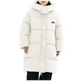 thumbnail image 1 of AHTJRT Boy's Long Winter Jacket Full Button Down Solid Color Outerwear with Pockets Thermal Heavyweight Hooded Snow Jacket White 12-13 Years, 1 of 9