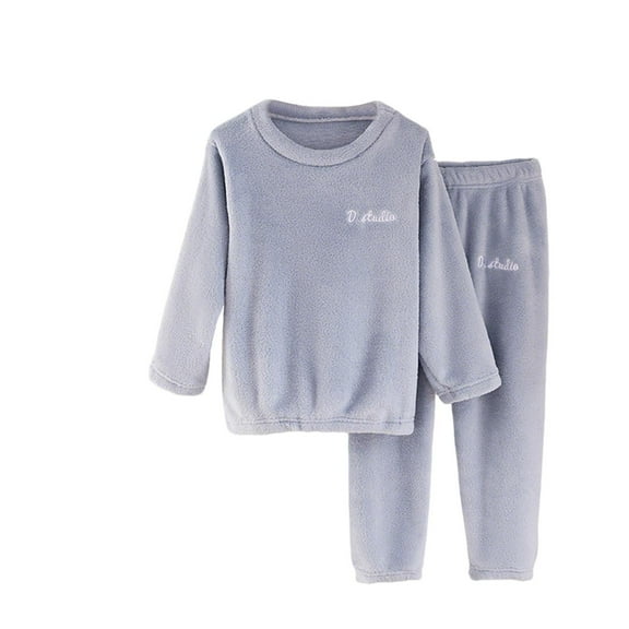 AHTJRT Boys Girls Lounge Wear Set Thermal Crewneck Pullover Long Sleeve Top and Trousers Outfit 2 Pieces Fleece Lined Night Sleepwear Outfits Blue 3-4 Years