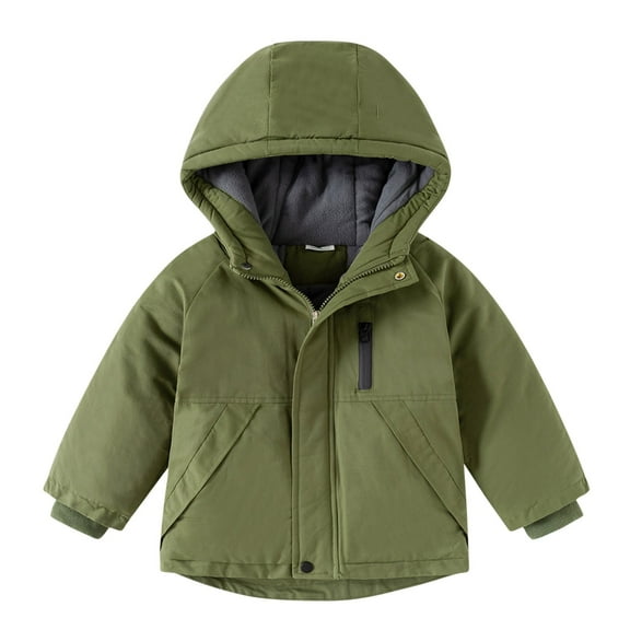 AHTJRT Boys Girls Puffer Jacket Thermal Winter Heavyweight Windproof Waterproof Outerwear with Pockets Zip-Up Hooded Coat Green 11-12 Years