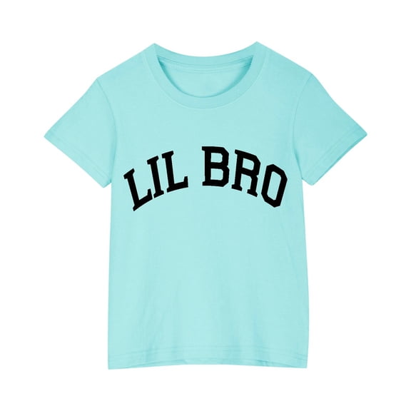 AHTJRT Boys Sibling Matching Tshirt Funny Cute Little Brother Printed Shirts Casual Short Sleeve Tee Tops Lounge Streetwear Family Tops Light Blue 4 Years