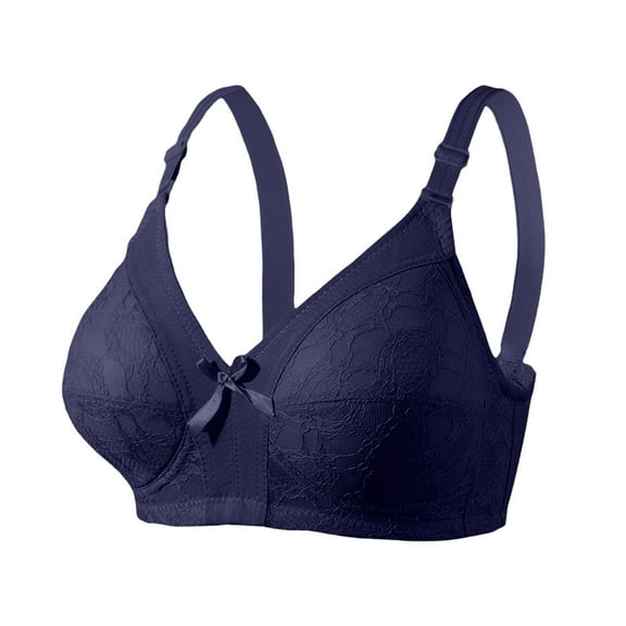 AHTJRT Bra for Women Push Up Deep V Soft Cup Non Underwire Bralettes with Adjustable Straps Supportive Full Coverage Brassiere Dark Blue 36