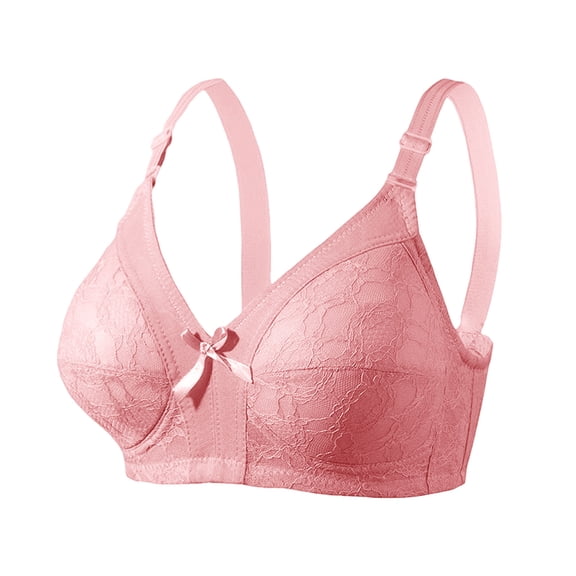 AHTJRT Bra for Women Push Up Deep V Soft Cup Non Underwire Bralettes with Adjustable Straps Supportive Full Coverage Brassiere Pink 34