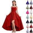 thumbnail image 1 of AHTJRT Bridesmaid Dresses for Girls Ruffle Slit Satin Silk Flower Dress Sleeveless Spaghetti Straps Party Maxi Dresses Blue 16-17 Years, 1 of 7