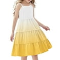 thumbnail image 1 of AHTJRT Cami Dress for Girls Casual Vacation Boho Beach Sundress Fashion Gradient Color Maxi Dress with Spaghetti Straps Yellow 9 Years, 1 of 7