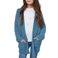 thumbnail image 1 of AHTJRT Cardigan Sweaters for Girls Boys Long Lenghth Long Sleeve Polar Fleece Outerwer with Pockets Warm Winter Fall Windproof Pullover Navy 13-14 Years, 1 of 6