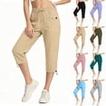 thumbnail image 1 of AHTJRT Cargo Capri Pants for Women Waterproof Drawstrings Elastic Waist Pants with Adjustable Cuffs Multiple Pockets Hiking Running Trousers Light Blue XXL, 1 of 6