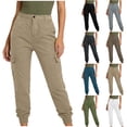 thumbnail image 1 of AHTJRT Cargo Joggers for Women Front Seam Elastic Waist Trousers With4 Pockets Lighwteight Casual Outdoor Hiking Climbing Tapered Pants Gray M, 1 of 8