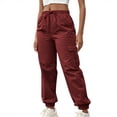 thumbnail image 1 of AHTJRT Cargo Joggers for Women Lightweight Drwastring Waist Trousers with 4 Pockets Lightweight Spring Summer Workout Running Pants Wine XL, 1 of 9