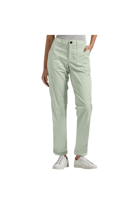 Chino Pants for Women Oversized Front Button Elastic Band Trousers with Pockets Straight Leg Casual Cargo Pants for Outdoor Activities Green#01 XXXL