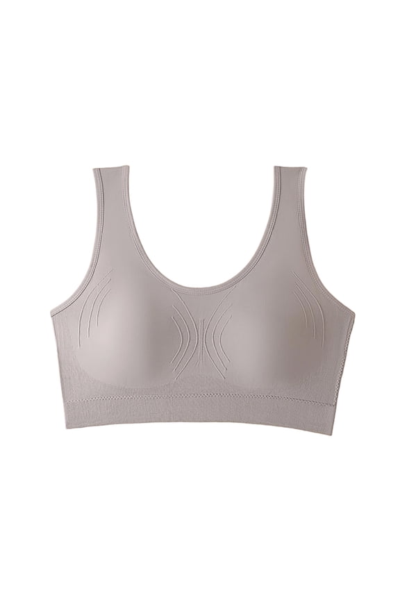 Cozy Bra for Women Comfortable Wirefree Full Coverage Seamless Bralettes Push Up Supportive Embededd Pad Everyday Bras Gray Free Size