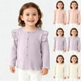 thumbnail image 1 of AHTJRT Crewneck Shirts for Girls Button Down Ruffle Flounce Long Sleeves Tee Tops 2026 Fall Spring Casual Lounge Outdoor Cardigans Pink 1-2 Years, 1 of 8
