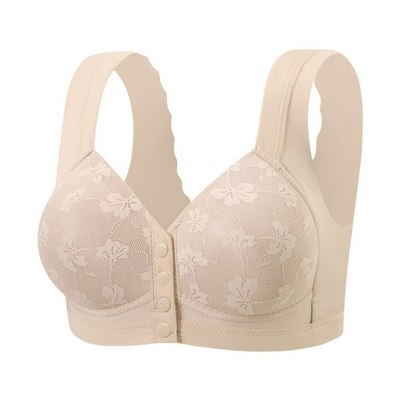 AHTJRT Daisy Bras for Men Seamless Front Snap Closure Push Up Bralettes No Underwire Comfy Convenient Supportive Bras Khaki 44