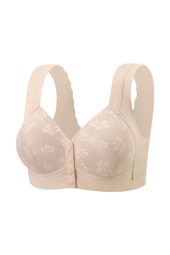 Daisy Bras for Men Seamless Front Snap Closure Push Up Bralettes No Underwire Comfy Convenient Supportive Bras Khaki 44