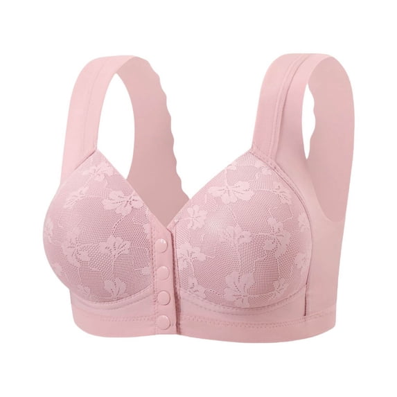 AHTJRT Daisy Bras for Men Seamless Front Snap Closure Push Up Bralettes No Underwire Comfy Convenient Supportive Bras Pink 42