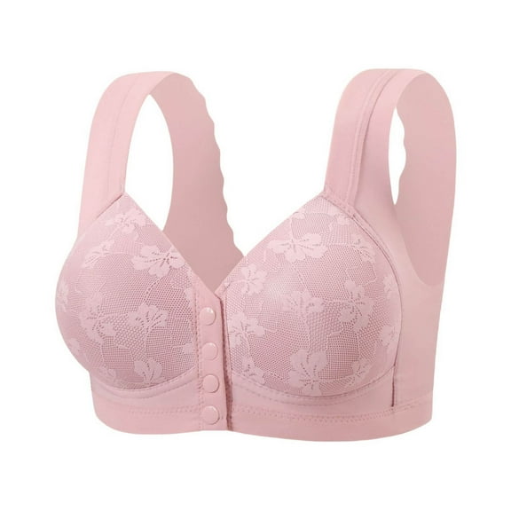 AHTJRT Daisy Bras for Men Seamless Front Snap Closure Push Up Bralettes No Underwire Comfy Convenient Supportive Bras Pink 46