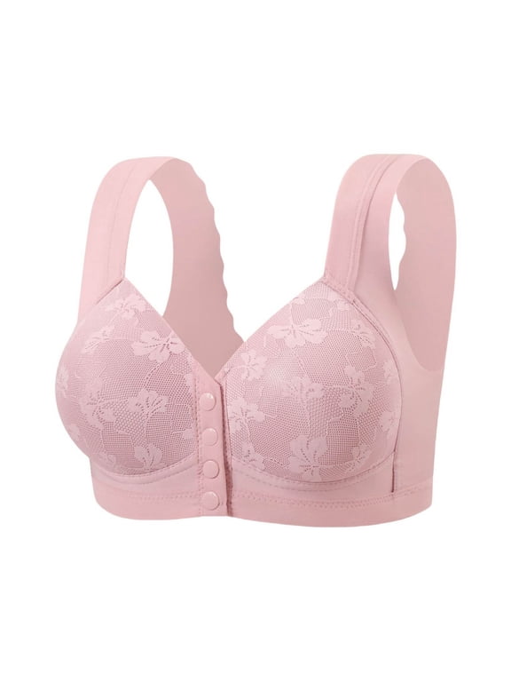 Daisy Bras for Men Seamless Front Snap Closure Push Up Bralettes No Underwire Comfy Convenient Supportive Bras Pink 46
