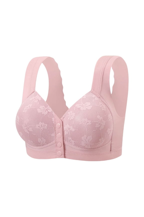Daisy Bras for Men Seamless Front Snap Closure Push Up Bralettes No Underwire Comfy Convenient Supportive Bras Pink 46
