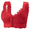 thumbnail image 1 of AHTJRT Daisy Lace Bra Breathable Front Buckle Closing Bralettes Seamless Full Coverage Racerback Lingerie Everday Bras Red XXXL, 1 of 6