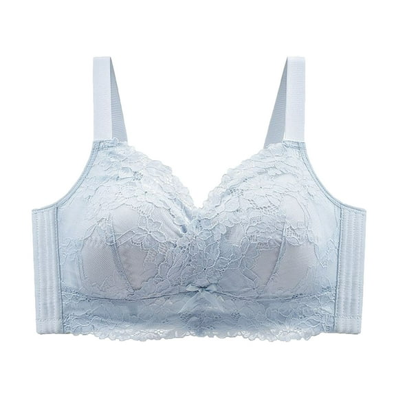 AHTJRT Daisy Lace Bras for Women Floral Elegant Supprotive Full Coverage Bralettes Wirefree Seamless Comfy Everyday Brassiere Blue M