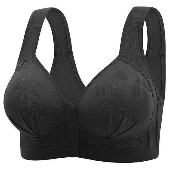 AHTJRT Deep V Bras for Women Lace Mesh Breathable Front Closure Everyday Bras Wirefree Seamless Full Coverage Bralettes Black 36/80BC