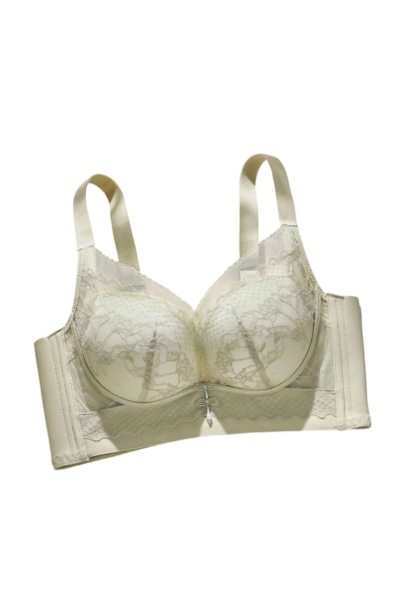 Deep V Lace Bra for Women Seamless Full Coverage Supportive Petal Bras Comfort No Underwire Daily T-Shirt Bras Green 38