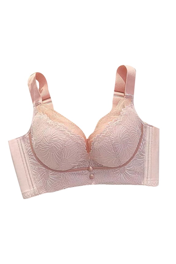 Deep V Neck Bras for Women Breathable Seamless No Underwire Supprot Lift Bralette Mesh Lace Floral Daily Bras Pink XXL