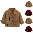 thumbnail image 1 of AHTJRT Denim Jacket for Girls Boys Long Sleeve Lapel Button Down Jean Jackets with Pockets Letter Printed Blouse Tops Solid Color Trucker Coats Khaki 1-2 Years, 1 of 8