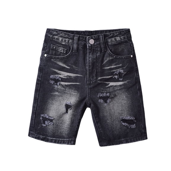 AHTJRT Denim Shorts for Kids Girls Boys Fashion Distressed Jean Shorts with Pockets Mid Rise Casual Fall Spring Streetwear Shorts Black 12-13 Years