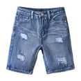 thumbnail image 1 of AHTJRT Denim Shorts for Kids Girls Boys Fashion Distressed Jean Shorts with Pockets Mid Rise Casual Fall Spring Streetwear Shorts Blue 10-11 Years, 1 of 6