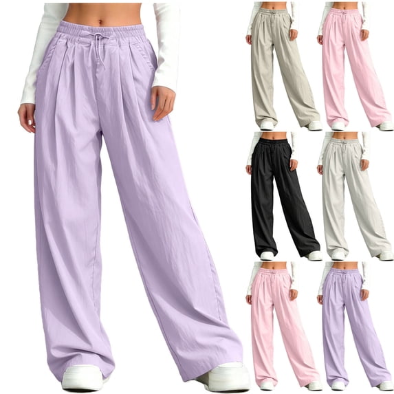 AHTJRT Drawstring Pants for Girls Boys Casual Lightweight Elastic Waist Trousers with Pockets Summer Outdoor Camping Hiking Fishing Bottoms Beige 13-14 Years