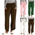 thumbnail image 1 of AHTJRT Drawstring Pants for Women Ankle Length Elastic Waist Trousers with Pockets Stretchable Dressy Casual Slacks Work Pants Pink XL, 1 of 7