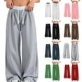 thumbnail image 1 of AHTJRT Drawstring Sweatpants for Kids Baggy Wide Leg Elastic Waist Trousers with Pockets Fall Spring Workout Trainning Jogger Pants Gray 14-15 Years, 1 of 8