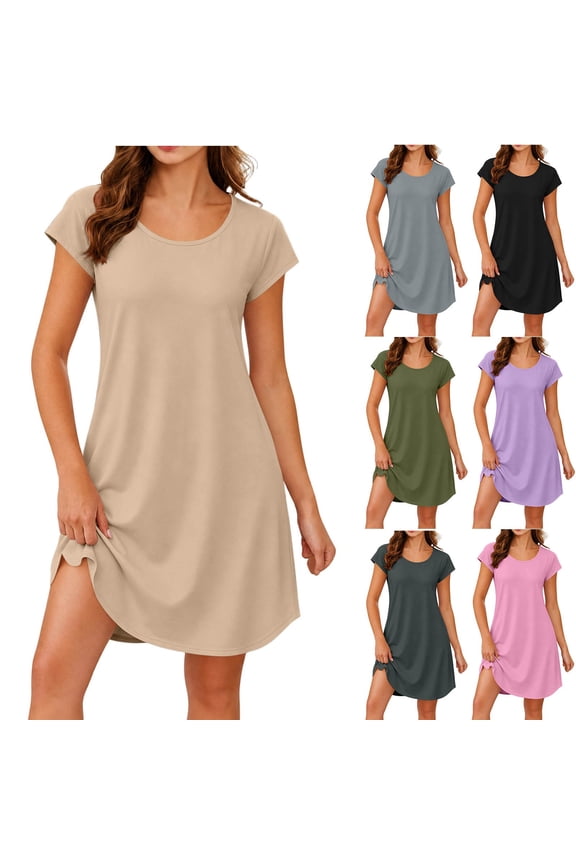 Dresses for Women Ultra-Lightweight Soft Comfy Lounge Beach Vacation Night Dresses Casual Cap Sleeve Resort Wear Sundress Navy M