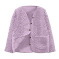 thumbnail image 1 of AHTJRT Fleece Cardigans for Boys Girls V Neck Button Down Sweaters with Pockets Fall Spring Thermal Fuzzy Sherpa Lined Outerwear Coats Purple 14-15 Years, 1 of 7