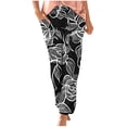 thumbnail image 1 of AHTJRT Floral Pants for Women Elastic Waist Staight Leg Joggers with Pockets Lightweigth Breathable Spring Summer Loungewear Trousers Black#05 XL, 1 of 5