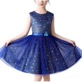 thumbnail image 1 of AHTJRT Flower Girl Dresses Sleeveless Sequin Sparkly Tulle Dress Wedding Pageant Princess Birthday Fancy Tween Girl Dresses Blue 7-8 Years, 1 of 8