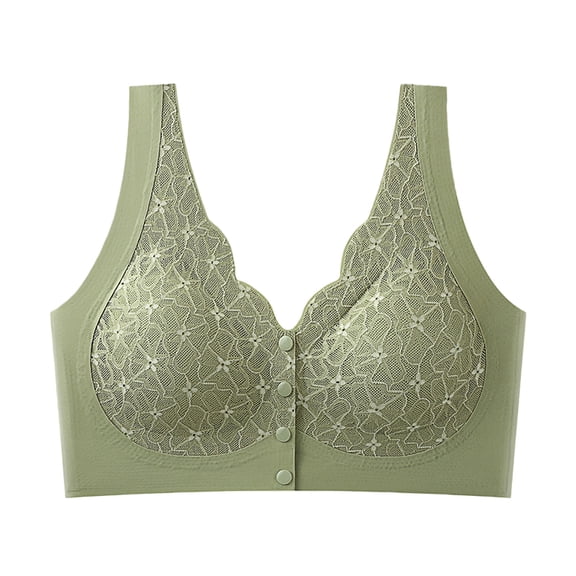 AHTJRT Front Closure Daisy Bras for Women Deep V Comfort Full Coverage Bralettes Seamless Wirefree Supportive Everyday Lingerie Bras Green L