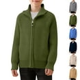 thumbnail image 1 of AHTJRT Full Zip Cardigans for Boys Girls Mock Neck Textured Knit Windproof Coats Stretch Casual Warm Fall Spring Sweaters Blue 10-11 Years, 1 of 10