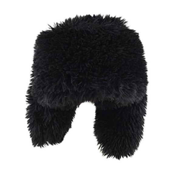 AHTJRT Fuzzy Bunny Hat for Women Fashion Solid Color Girls Cute Ear Protection Beanie Hats Outdoor Skiing Cycling Skullcaps Black Free Size