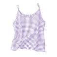 thumbnail image 1 of AHTJRT Girl Tank Tops Gingham Scoop Neck Spaghetti Straps Tops Comfy Breathable Cotton Linen Tee Tops for Summer Activities Purple 9-10 Years, 1 of 9