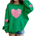 thumbnail image 1 of AHTJRT Girl's Love Heart T-Shirt Loose Fit Crewneck Sweashirt Graphic Print Tee Tops Valentine's Day Tops Happy Family Festival Gifts Green 6-7 Years, 1 of 5