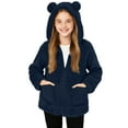 thumbnail image 1 of AHTJRT Girls Sherpa Lined Jackets Hooded Zip-Up Jacket with Cute Fuzzy Ears Hat Pockets Fall Winter Warm Fleece Outerwear Navy 8-9 Years, 1 of 8